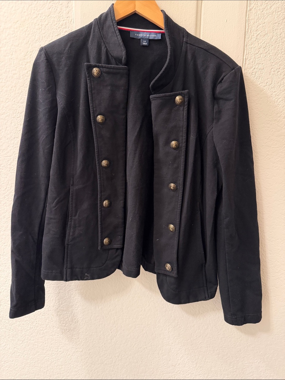 Tommy Hilfiger Black Military-Inspired Button Jacket